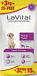 LaVital Maxi Puppy Kuzu Etli 12 kg + 3 kg Büyük Irk Yavru Köpek Maması