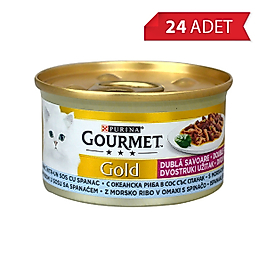 Gourmet Gold Parça Etli Okyanus Balığı ve Sebzeli Kedi 85 gr 24 adet