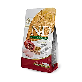 N&D Düşük Tahıllı Tavuklu ve Narlı Kısırlaştırılmış Yetişkin Kedi Maması 5 kg